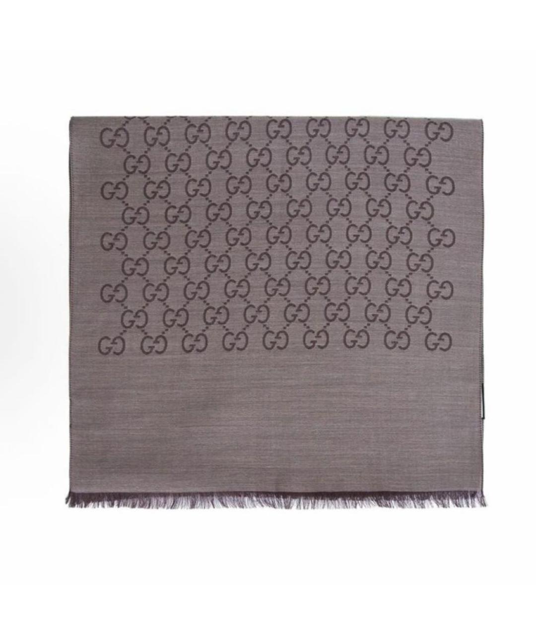 GUCCI Коричневый шелковый шарф, фото 6