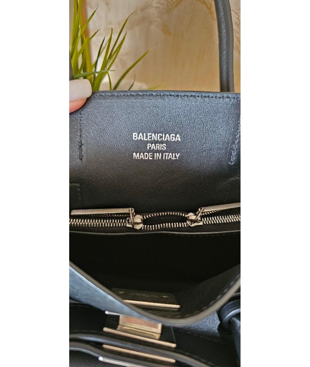 BALENCIAGA Черная кожаная сумка тоут, фото 5