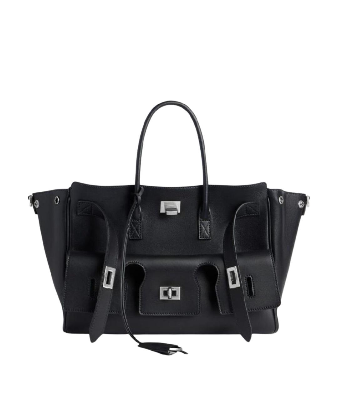 BALENCIAGA Черная кожаная сумка тоут, фото 1