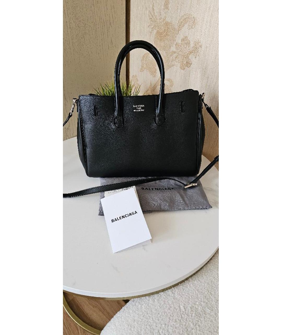 BALENCIAGA Черная кожаная сумка тоут, фото 3