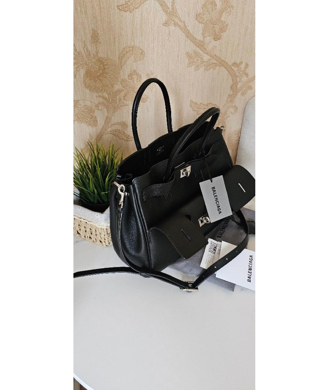 BALENCIAGA Черная кожаная сумка тоут, фото 7