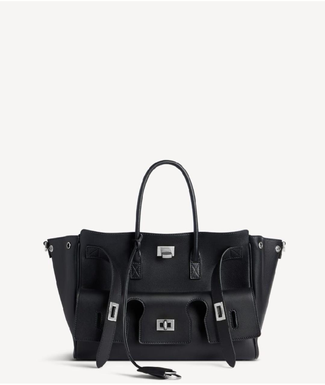 BALENCIAGA Черная кожаная сумка тоут, фото 10