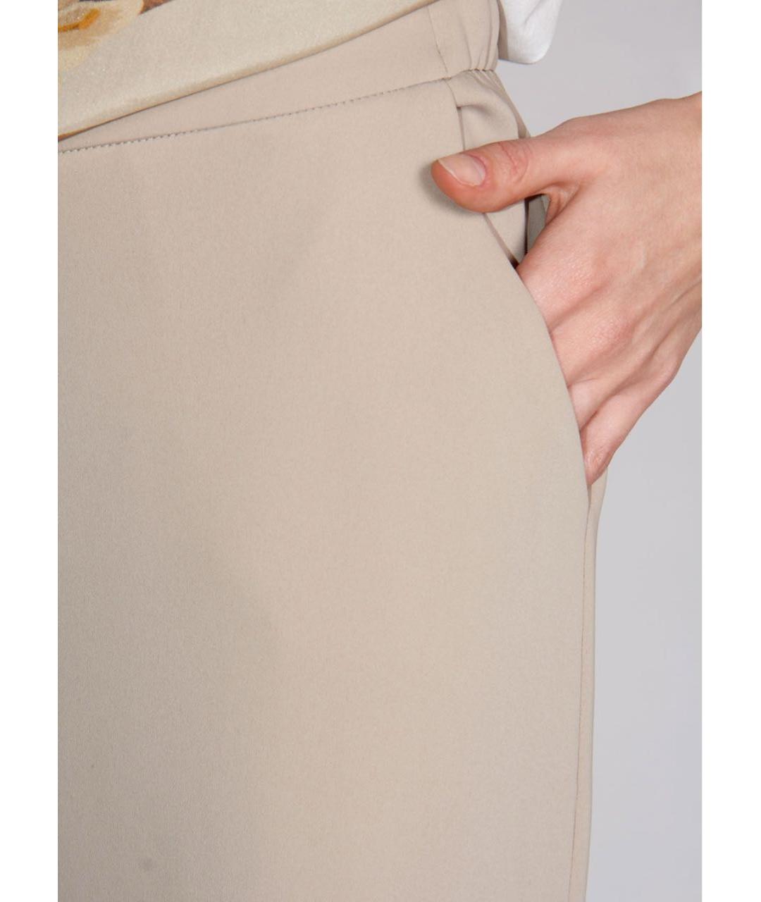 P.A.R.O.S.H. Бежевые полиэстеровые прямые брюки, фото 5