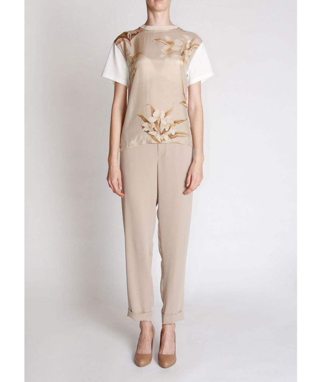 P.A.R.O.S.H. Бежевые полиэстеровые прямые брюки, фото 2