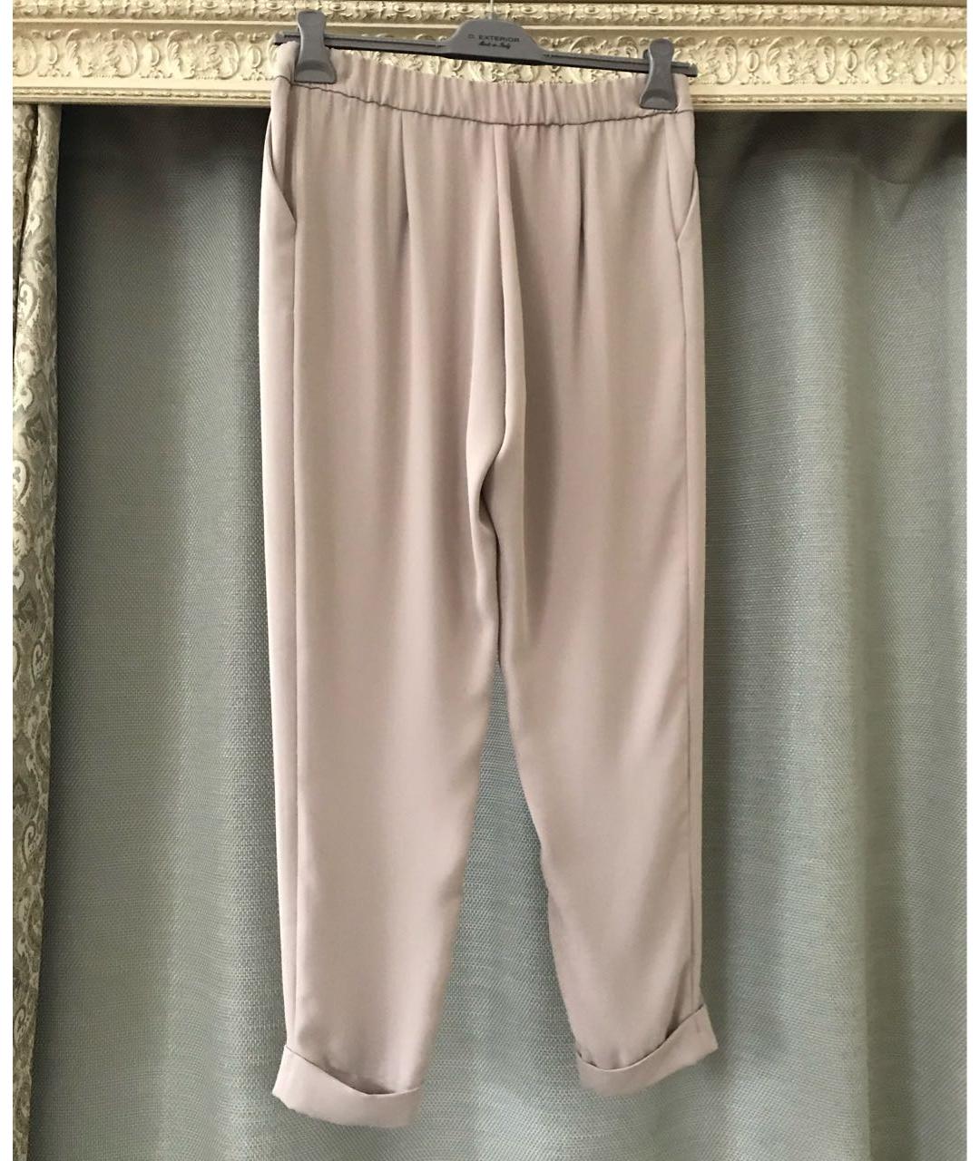 P.A.R.O.S.H. Бежевые полиэстеровые прямые брюки, фото 7