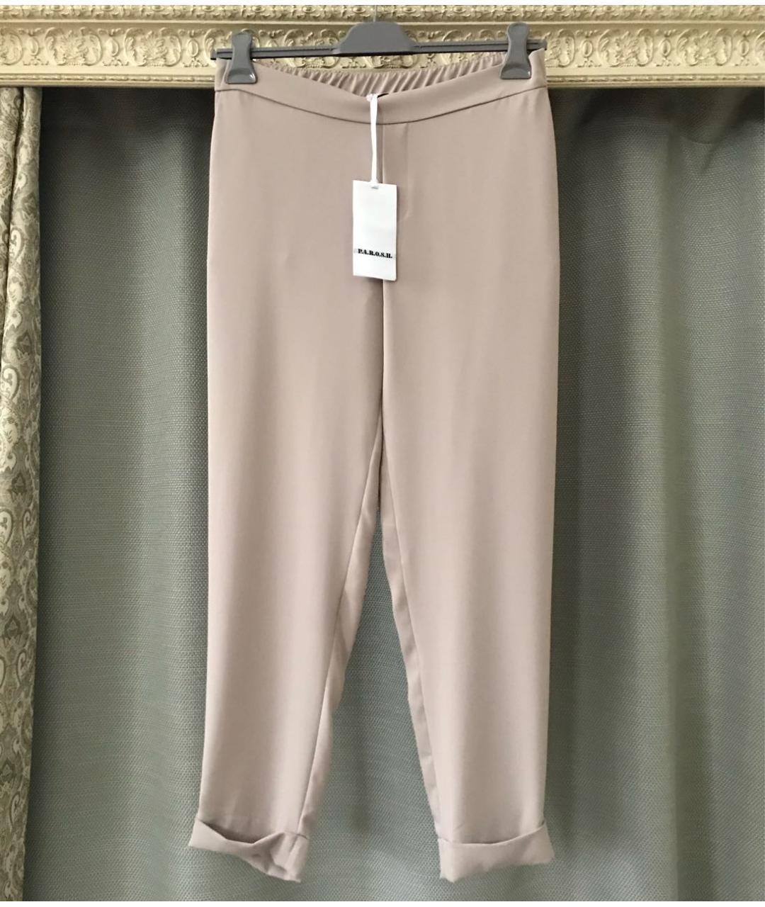 P.A.R.O.S.H. Бежевые полиэстеровые прямые брюки, фото 6