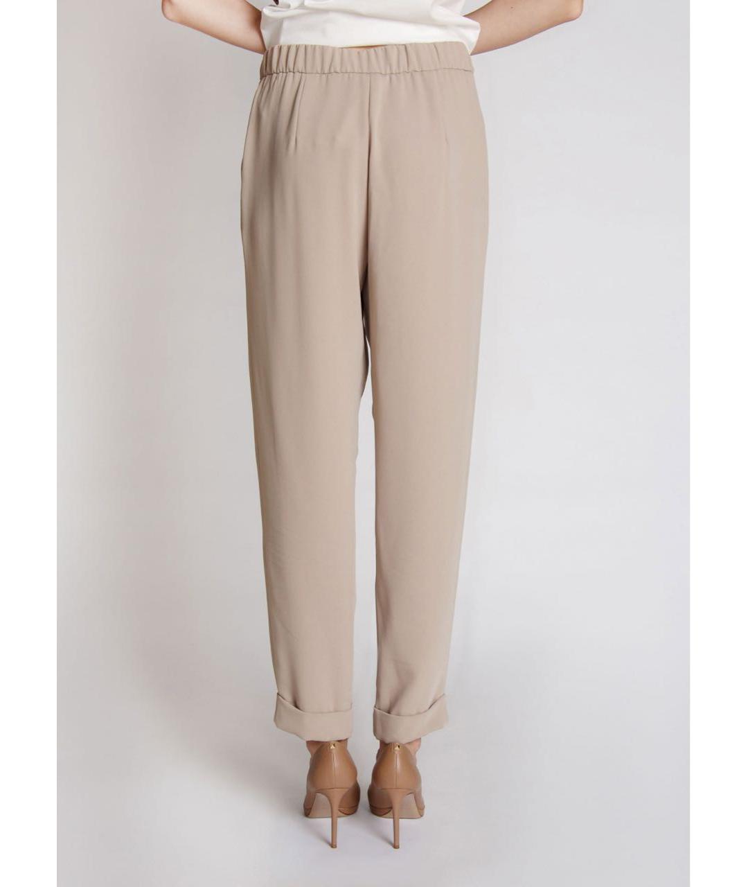 P.A.R.O.S.H. Бежевые полиэстеровые прямые брюки, фото 4