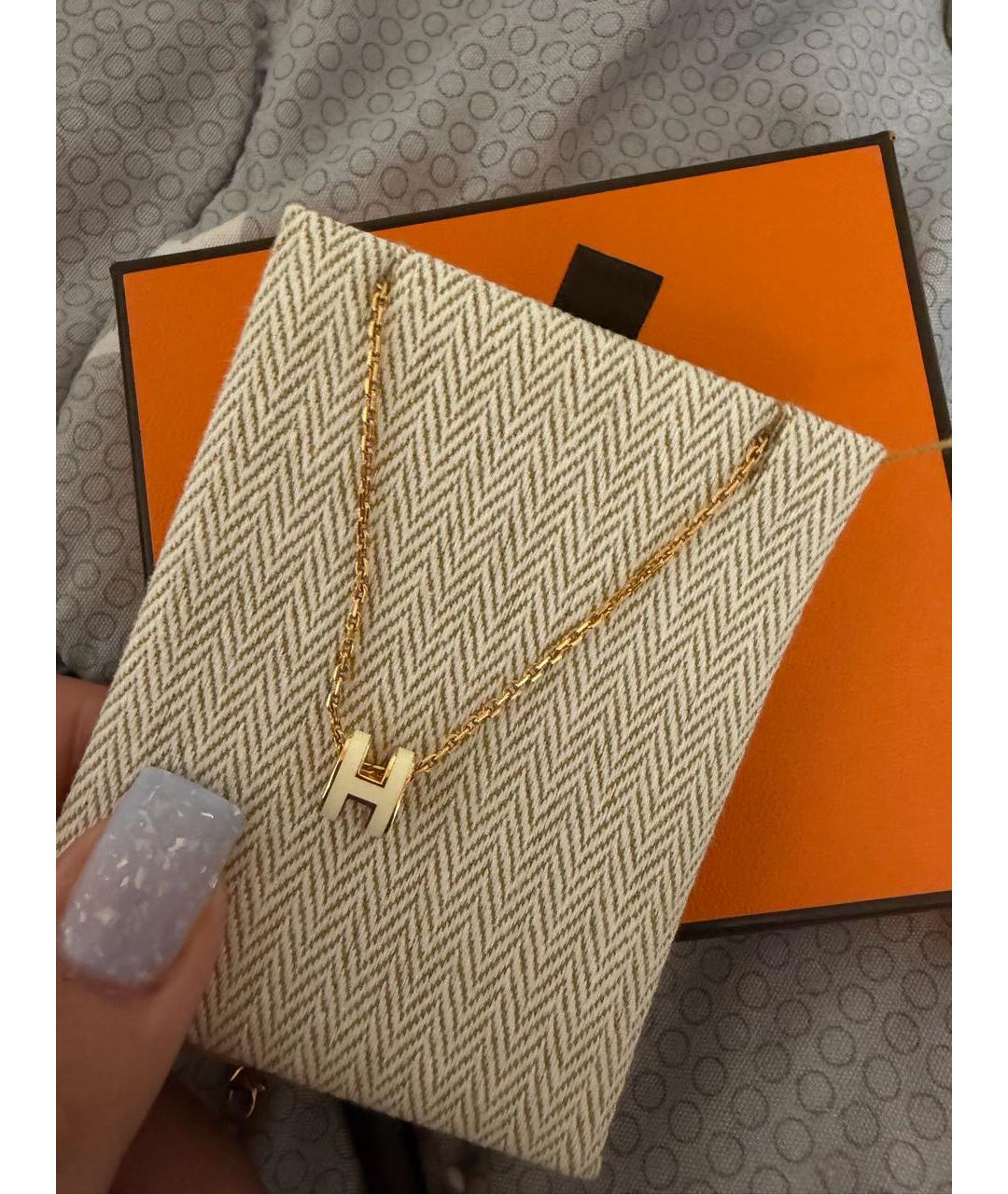 HERMES Белое металлическое колье, фото 2