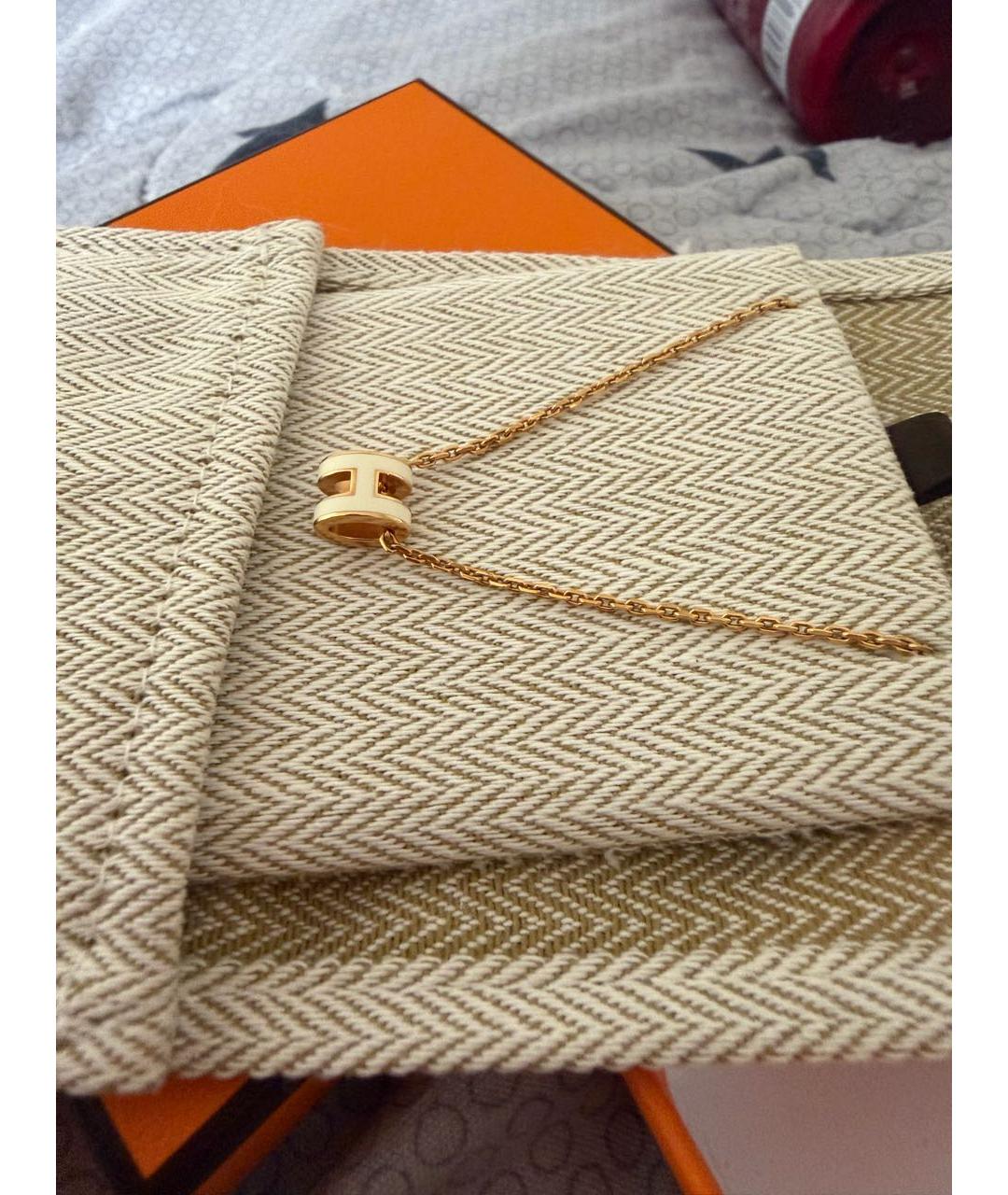 HERMES Белое металлическое колье, фото 3