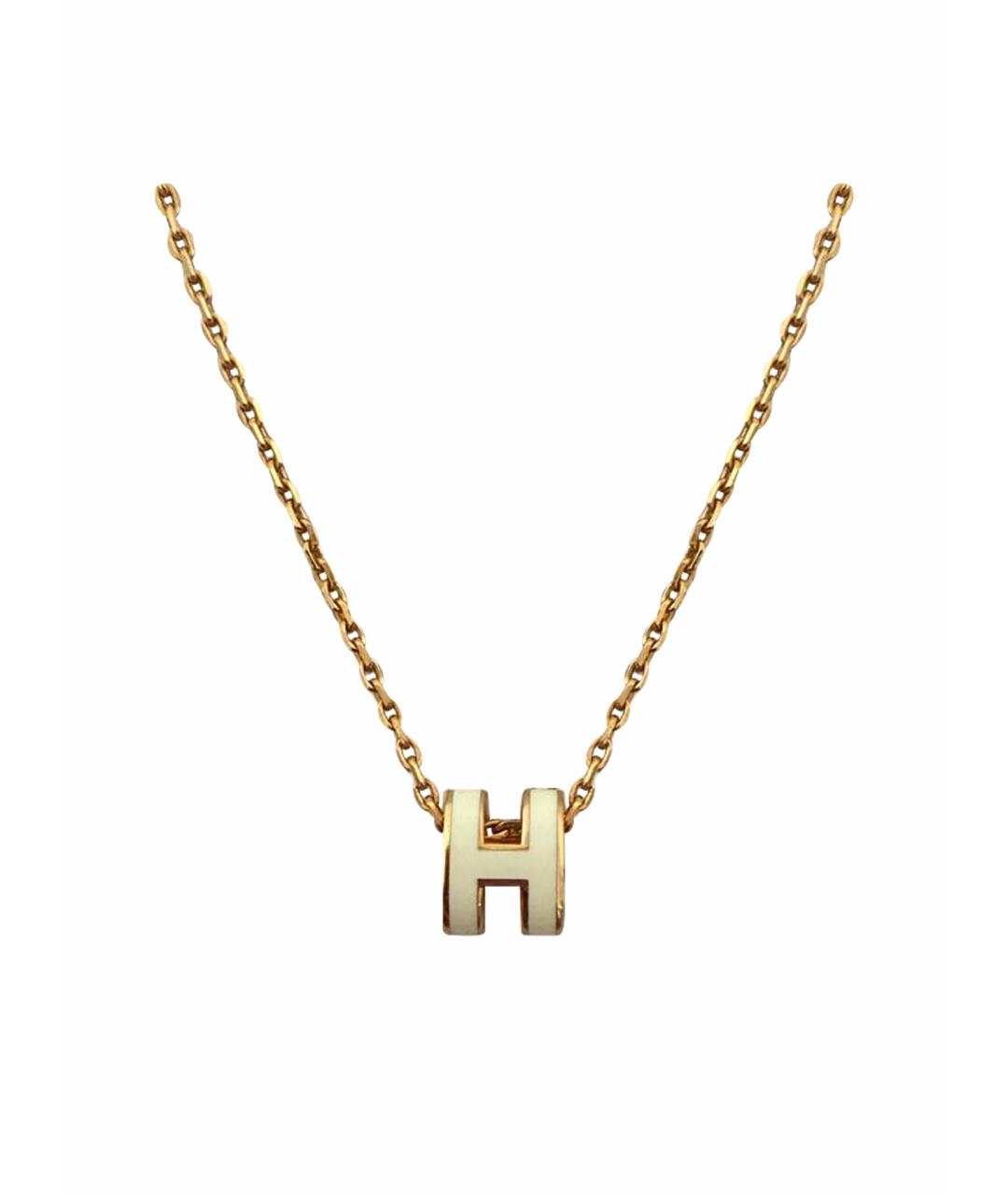 HERMES Белое металлическое колье, фото 1