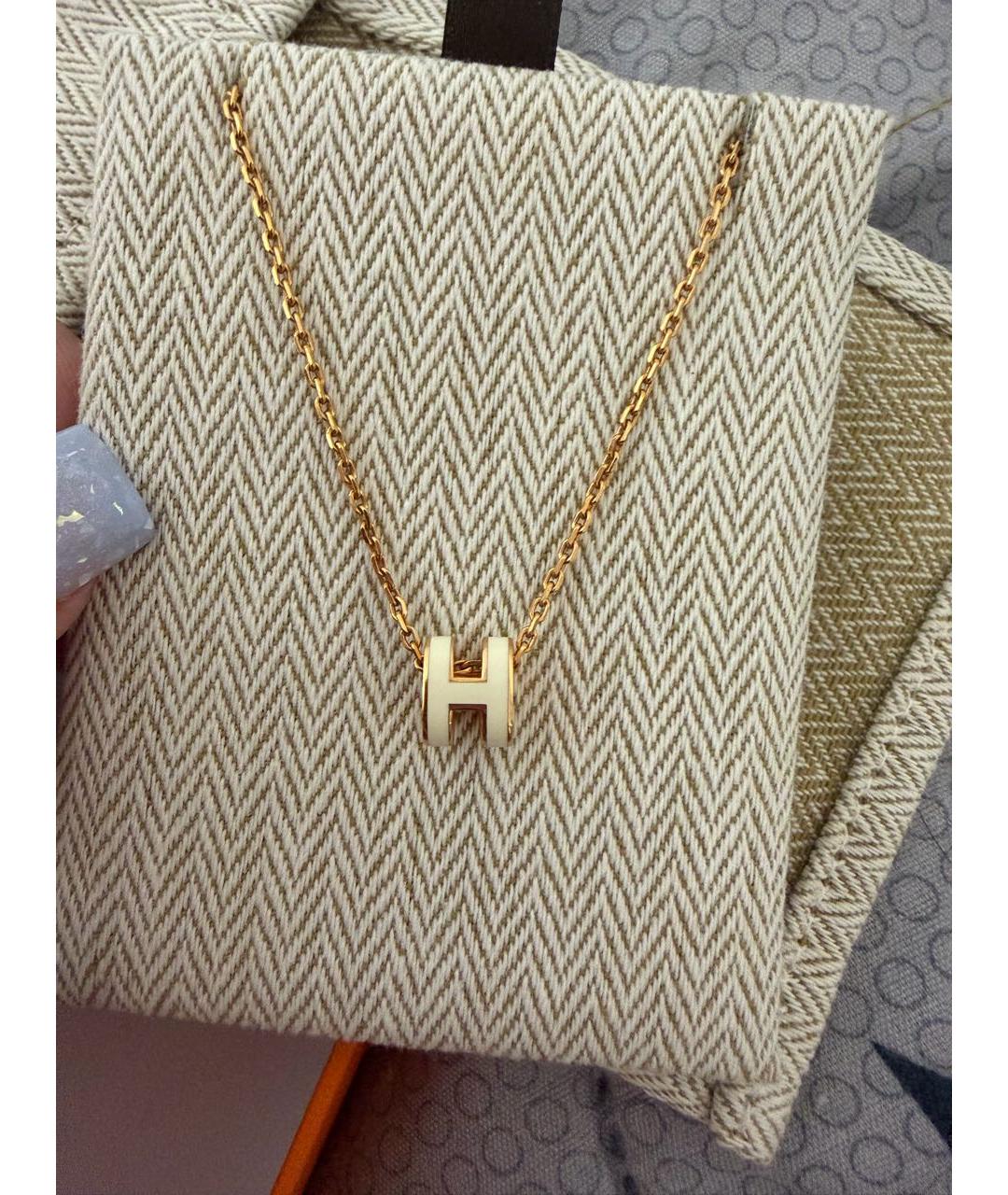 HERMES Белое металлическое колье, фото 4