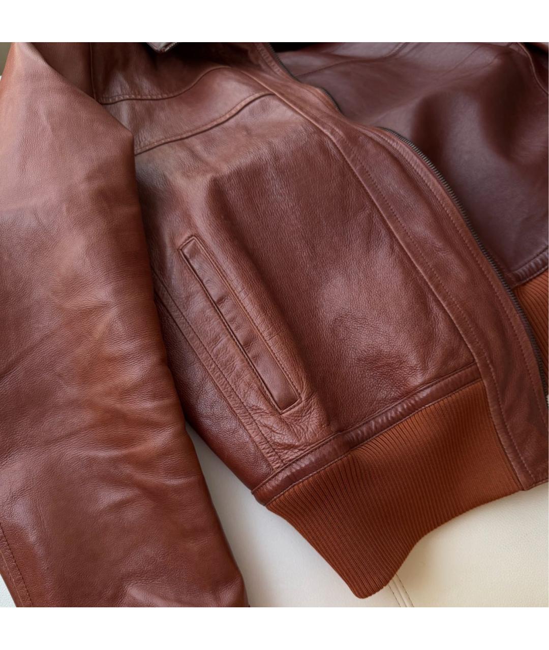 BOTTEGA VENETA Коричневая кожаная куртка, фото 4