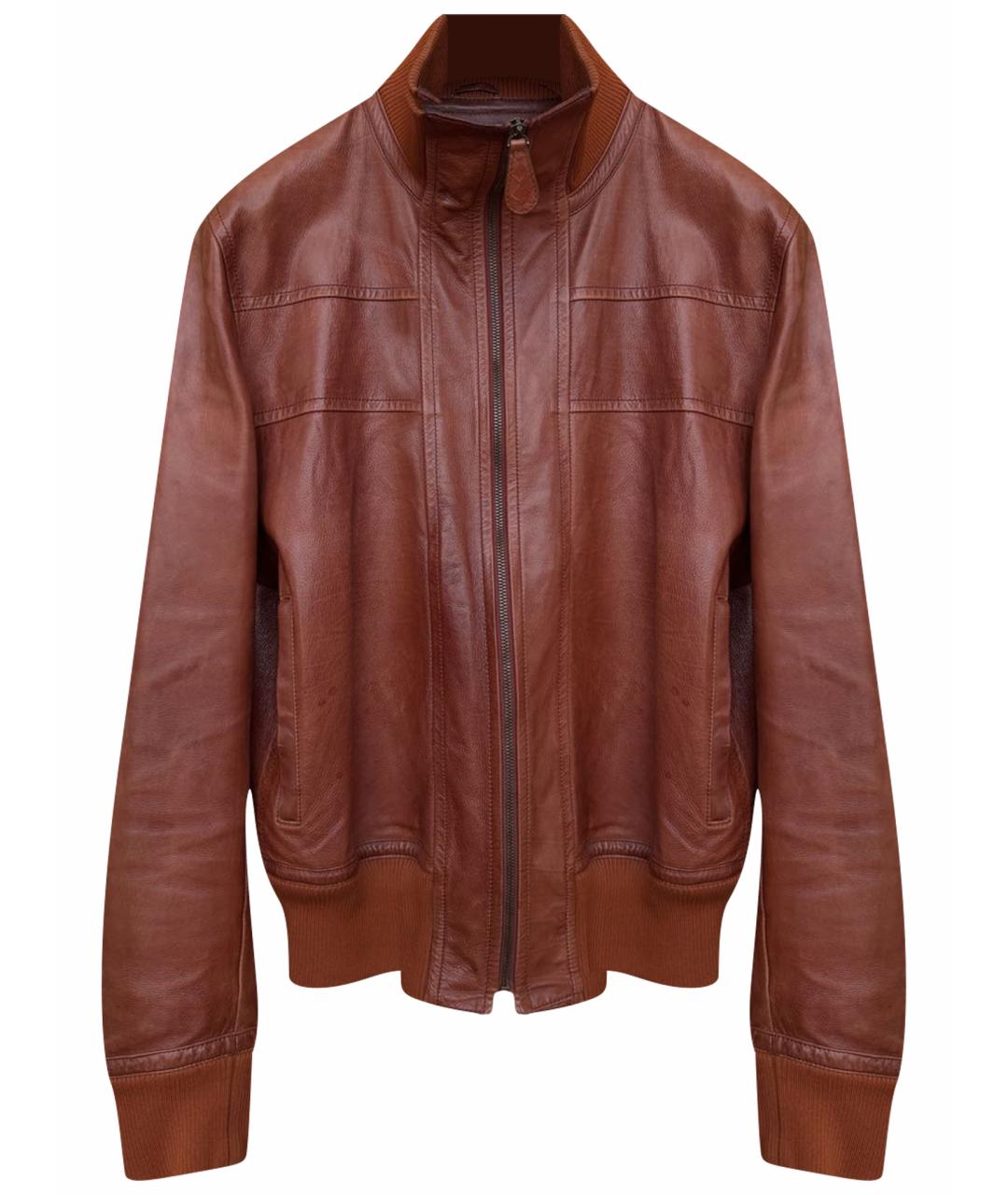 BOTTEGA VENETA Коричневая кожаная куртка, фото 1
