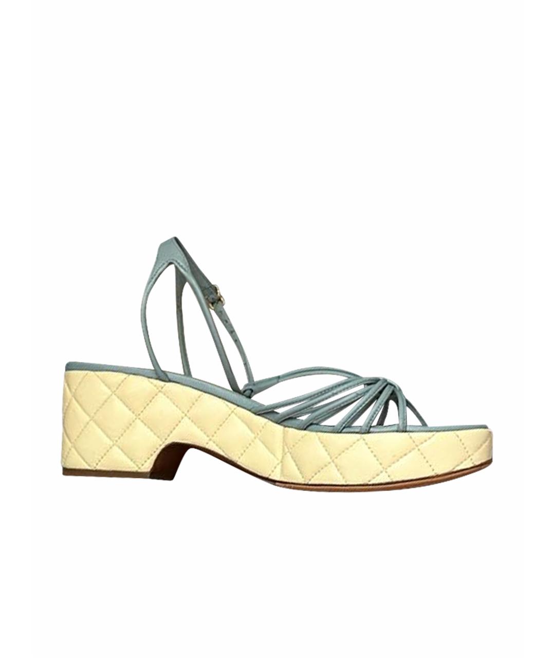 CHANEL Голубые кожаные босоножки, фото 1