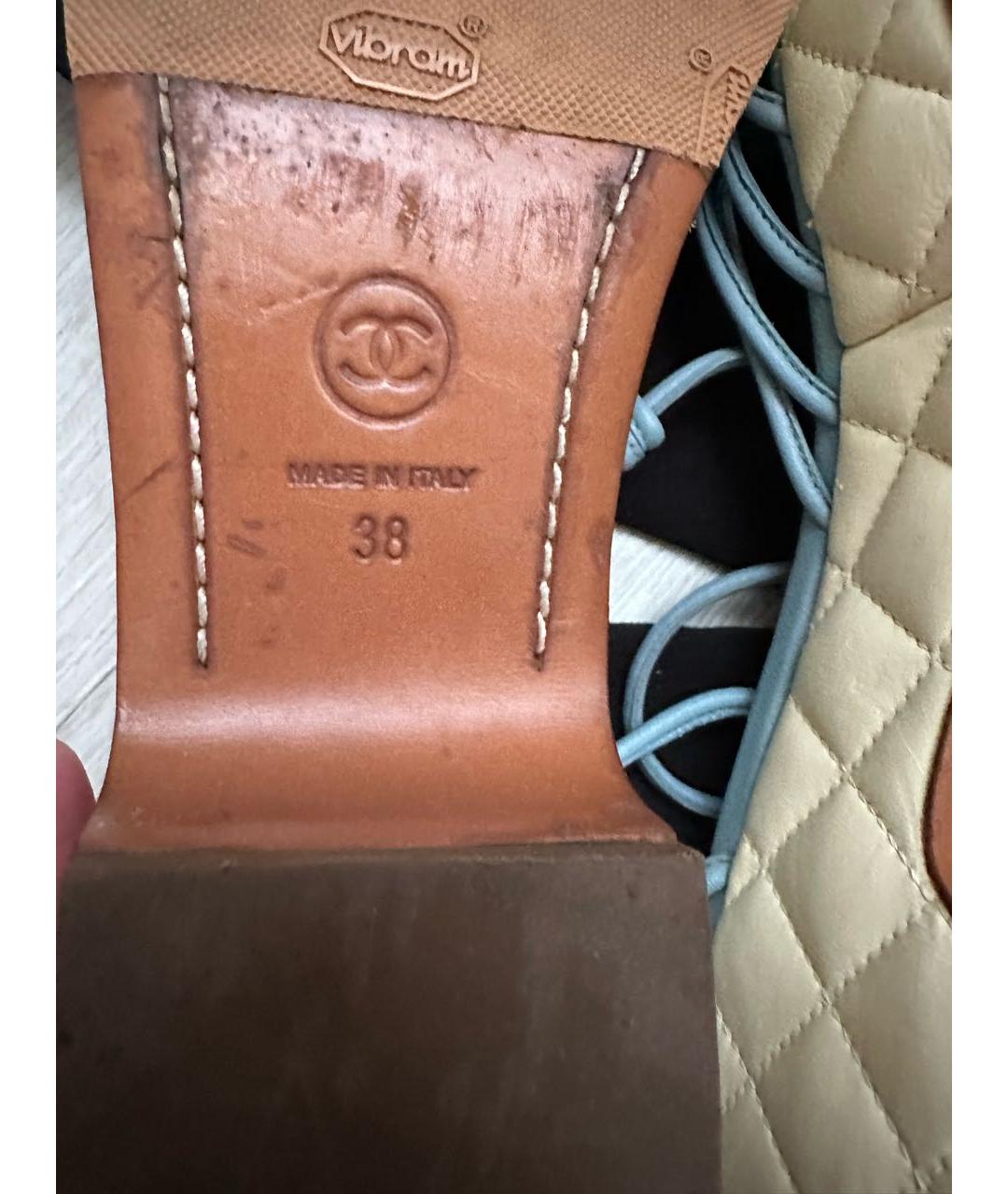 CHANEL Голубые кожаные босоножки, фото 5