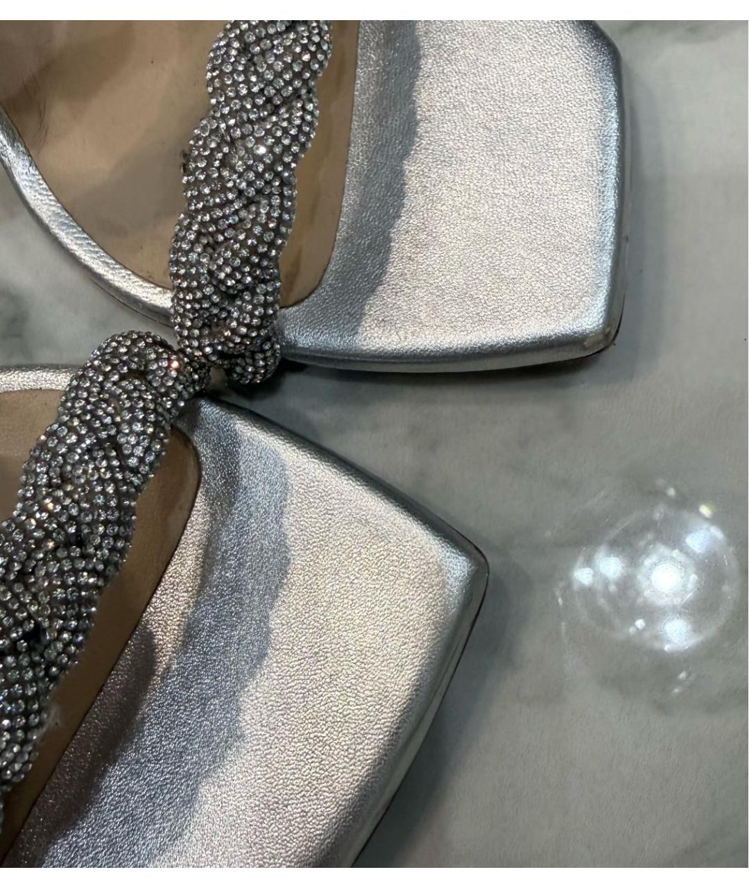 STUART WEITZMAN Серебряные кожаные мюли, фото 5