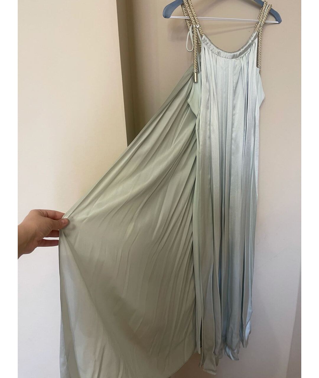 IRFE Бирюзовое шелковое повседневное платье, фото 4
