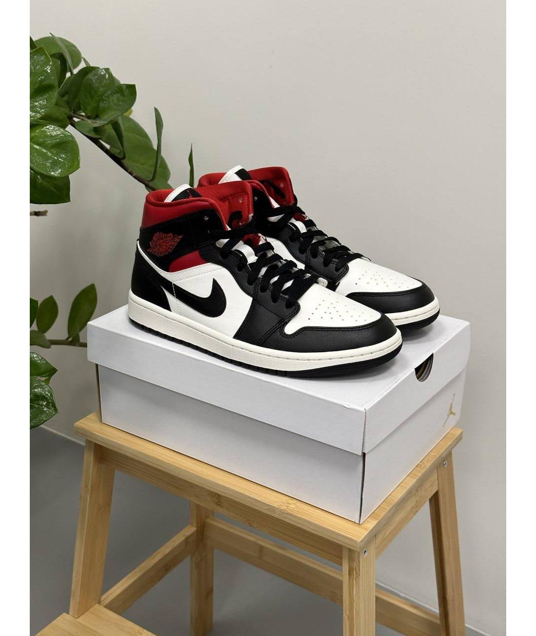 JORDAN Черные кожаные высокие кроссовки / кеды, фото 2