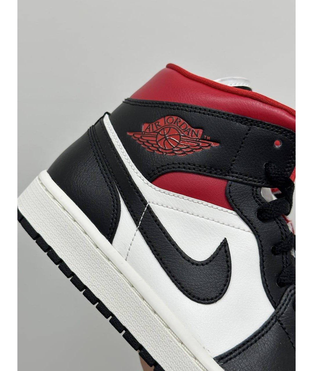 JORDAN Черные кожаные высокие кроссовки / кеды, фото 4