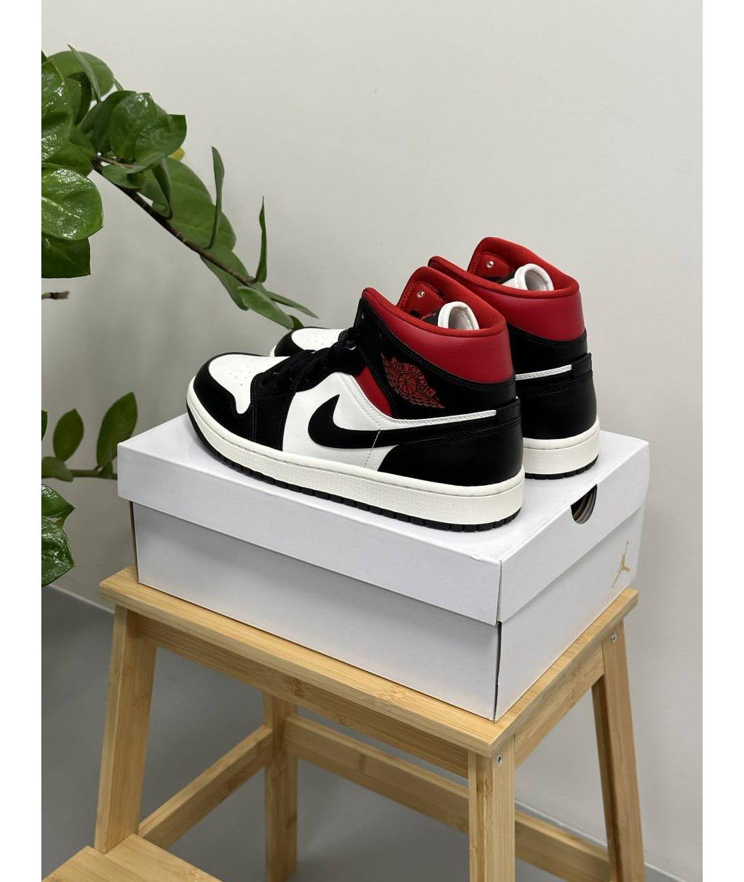 JORDAN Черные кожаные высокие кроссовки / кеды, фото 3