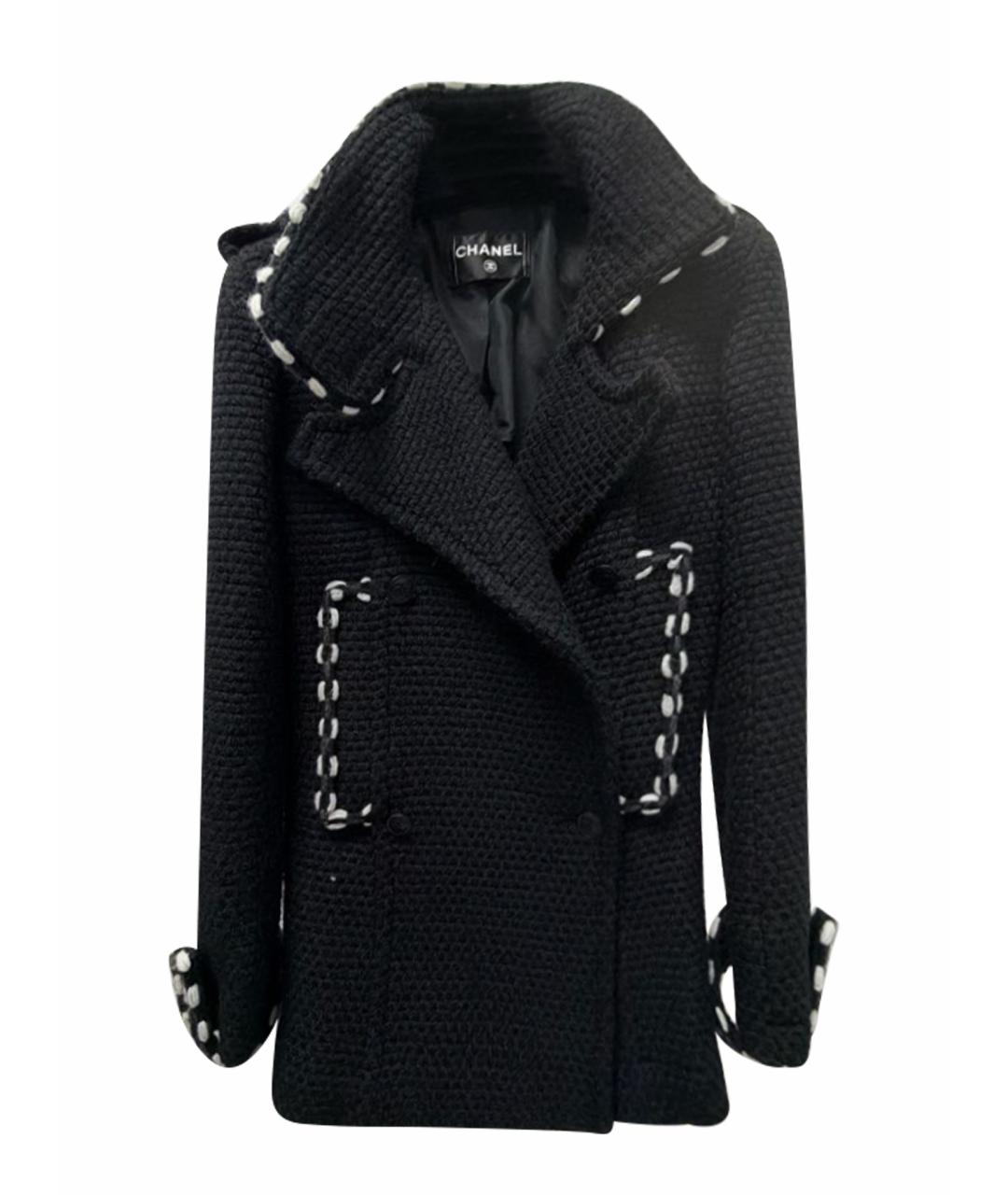 CHANEL Черное шерстяное пальто, фото 1