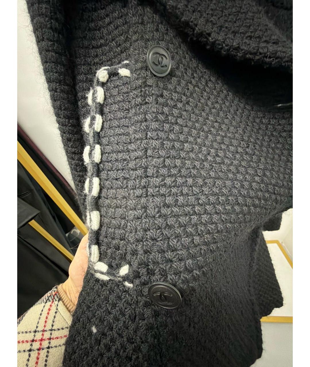 CHANEL Черное шерстяное пальто, фото 4