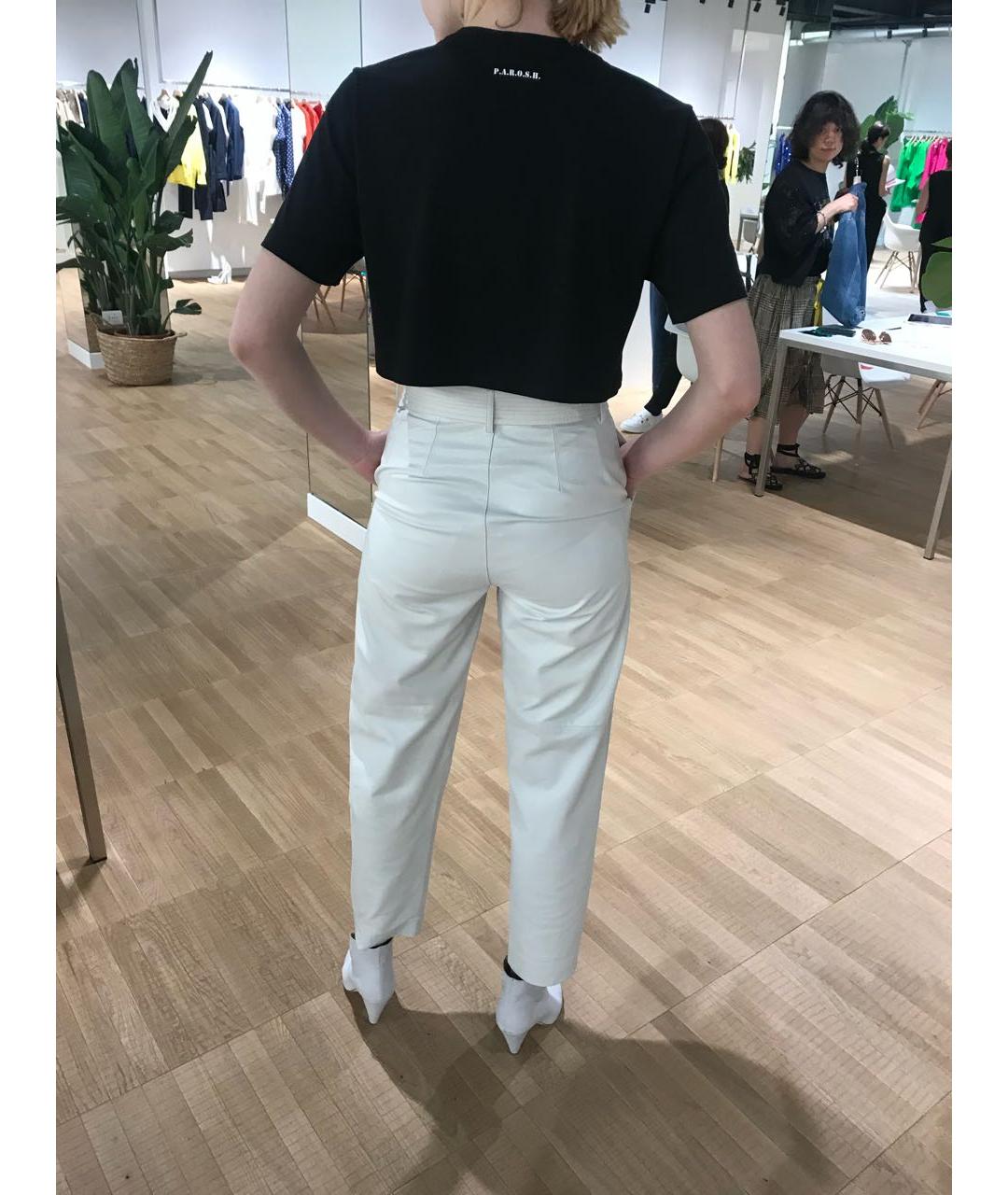 P.A.R.O.S.H. Белые хлопко-эластановые прямые джинсы, фото 3