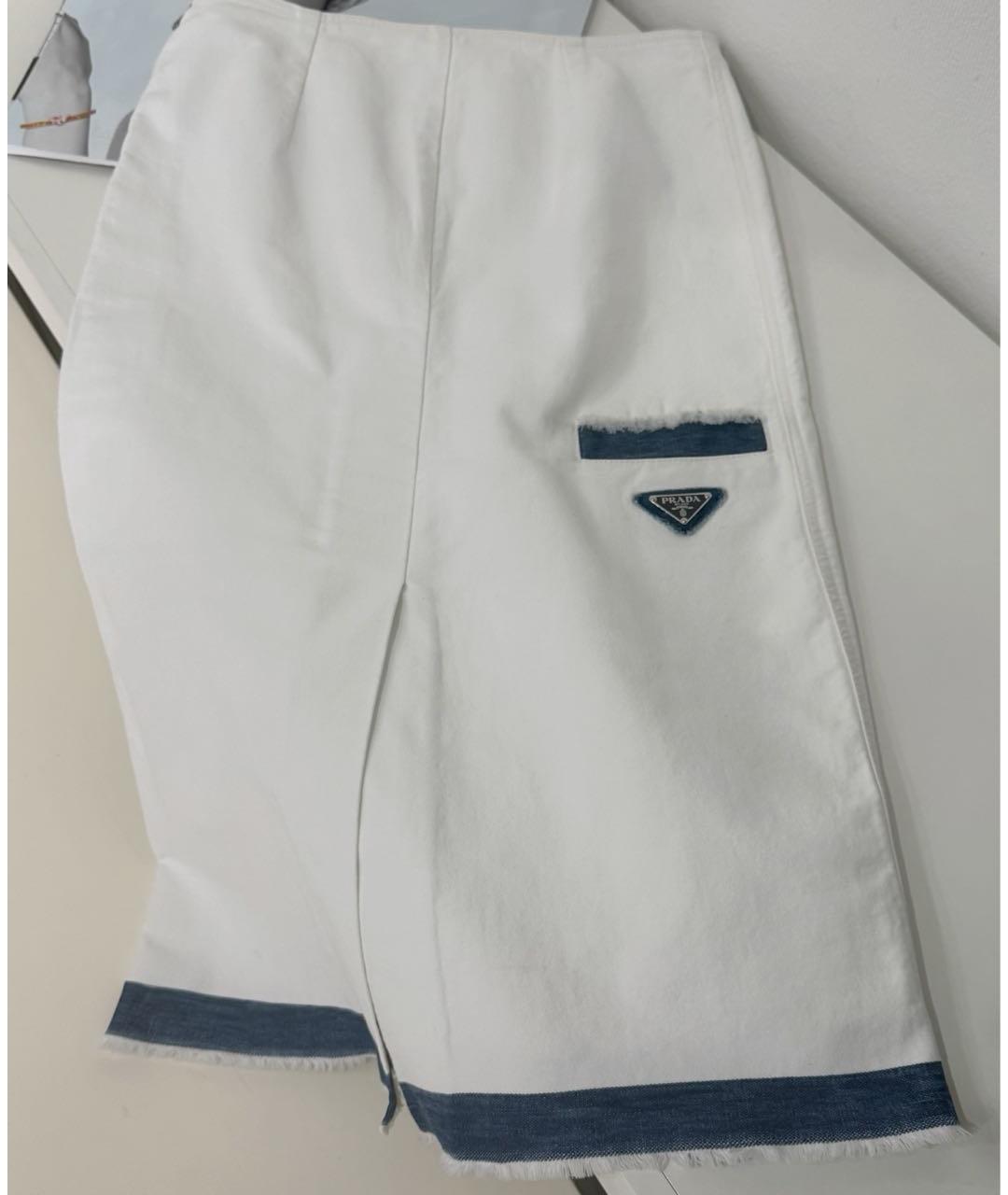 PRADA Белая хлопковая юбка миди, фото 3