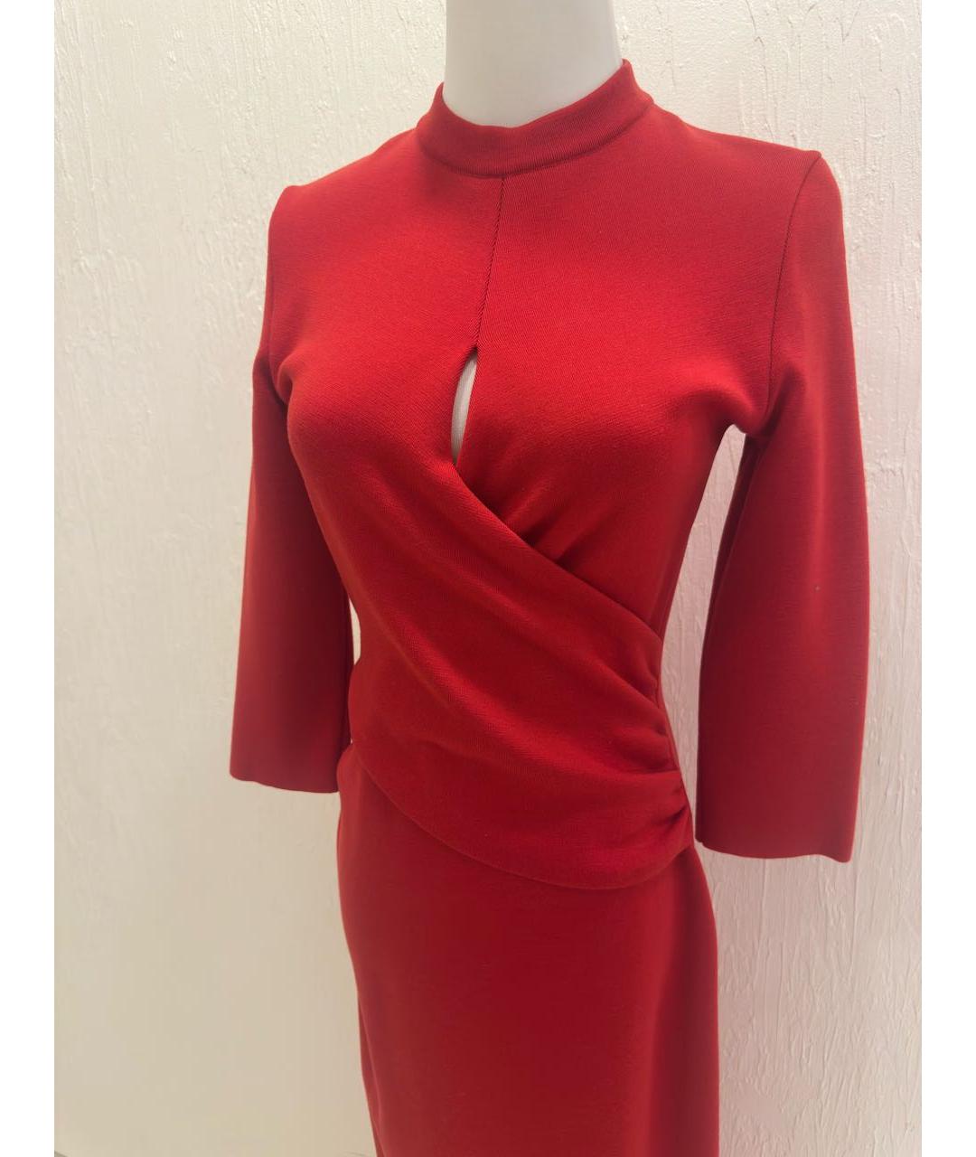 CHRISTIAN DIOR Красное шерстяное повседневное платье, фото 3