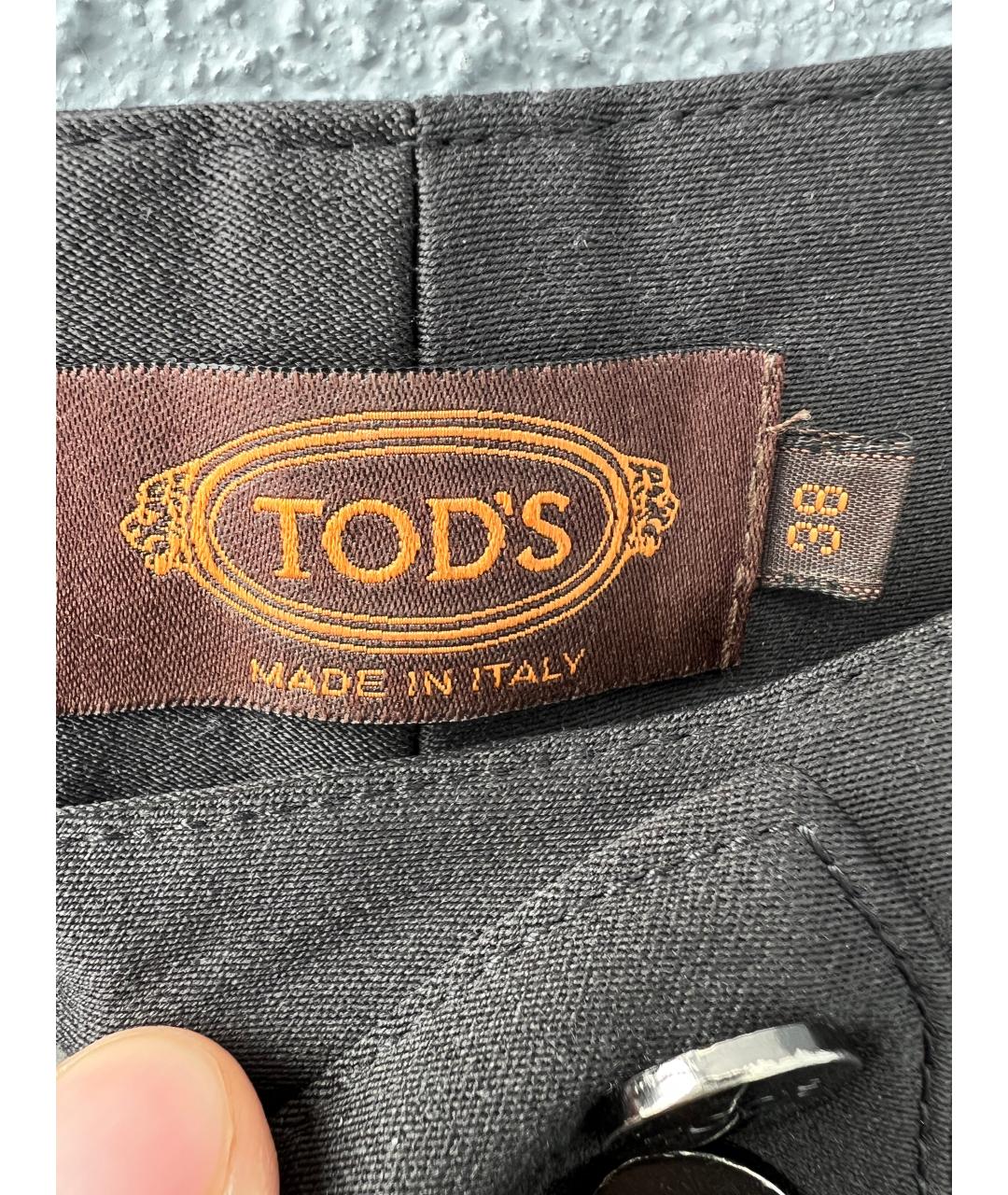 TOD'S Темно-синие шерстяные брюки узкие, фото 5