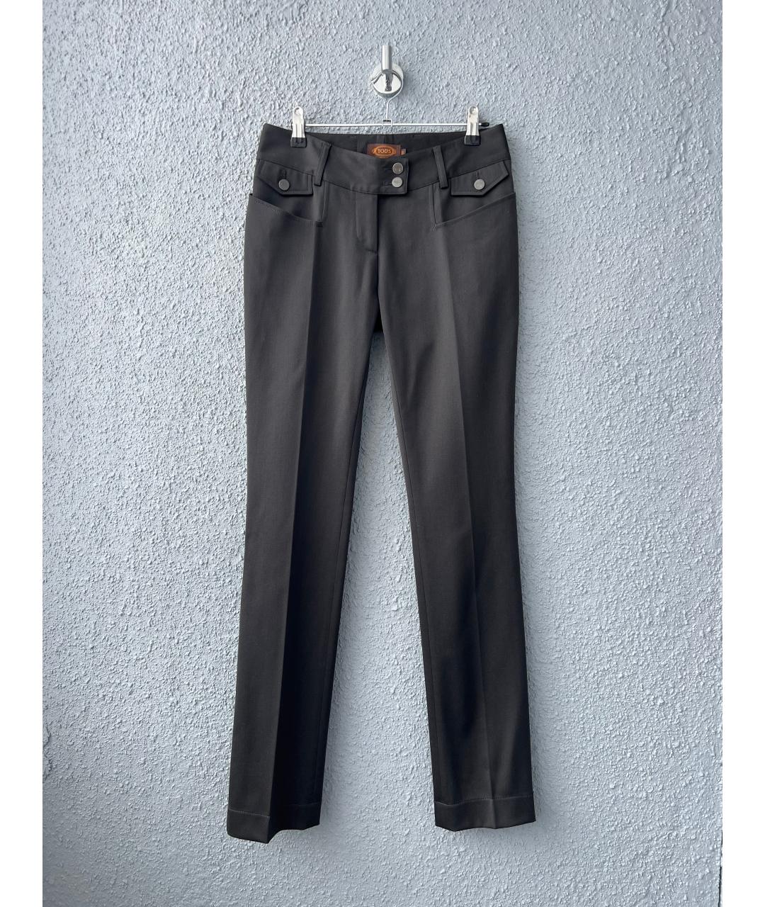 TOD'S Темно-синие шерстяные брюки узкие, фото 8