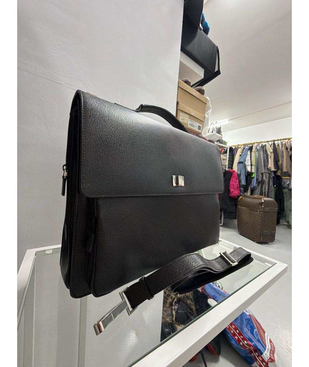 GUCCI Коричневый кожаный портфель, фото 2