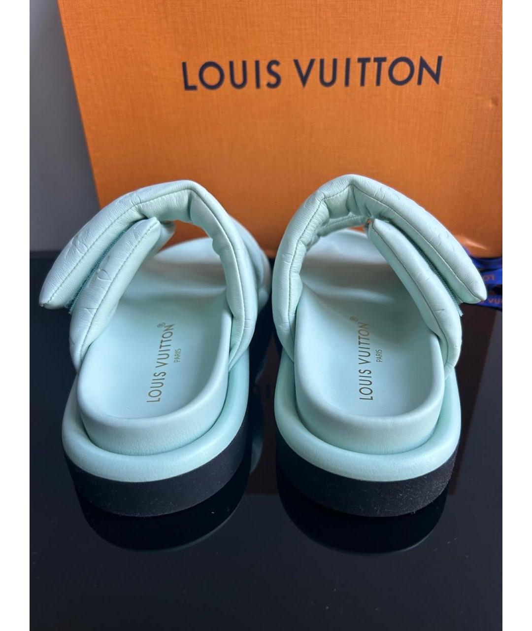 LOUIS VUITTON Голубые кожаные сандалии, фото 3