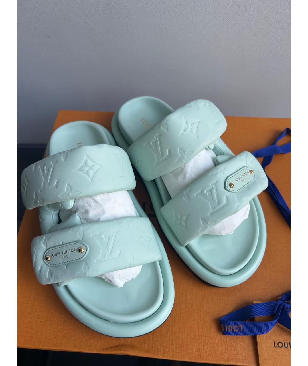 LOUIS VUITTON Голубые кожаные сандалии, фото 5