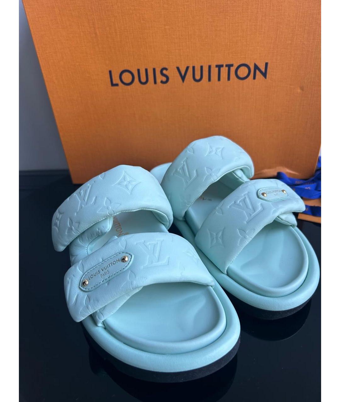 LOUIS VUITTON Голубые кожаные сандалии, фото 2