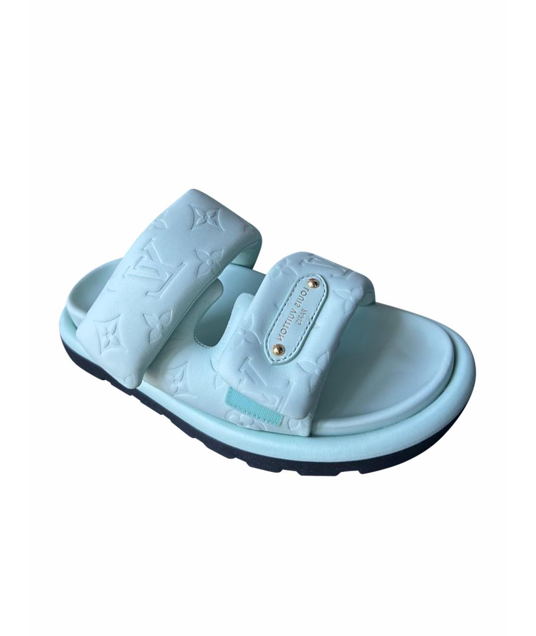 LOUIS VUITTON Голубые кожаные сандалии, фото 1