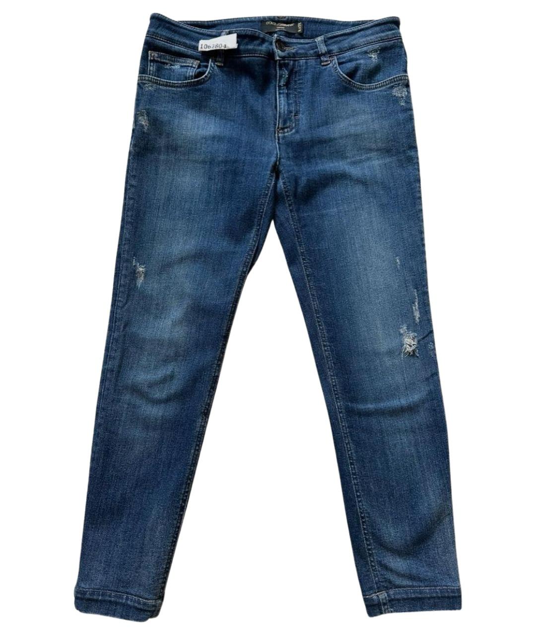 DOLCE&GABBANA Темно-синие хлопко-эластановые джинсы слим, фото 1