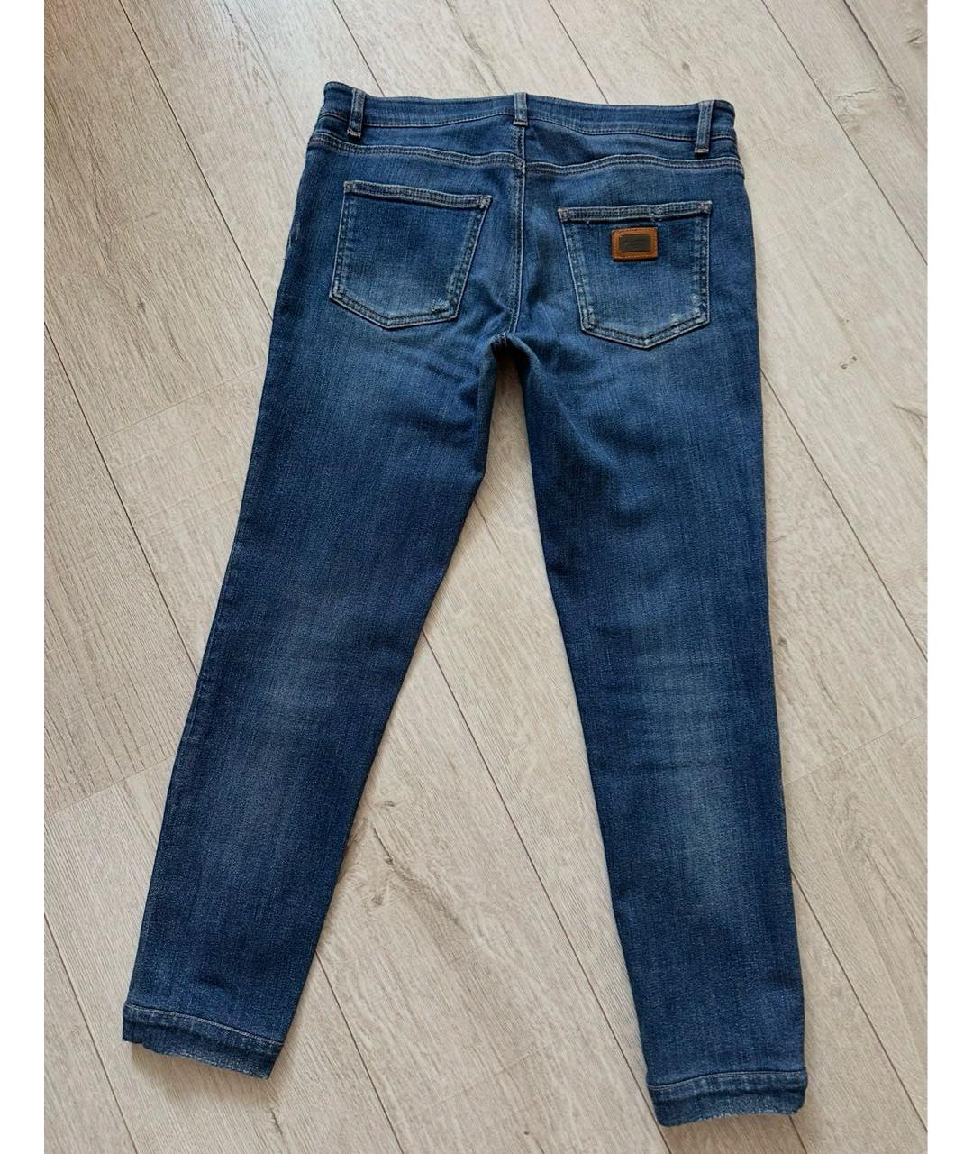 DOLCE&GABBANA Темно-синие хлопко-эластановые джинсы слим, фото 2