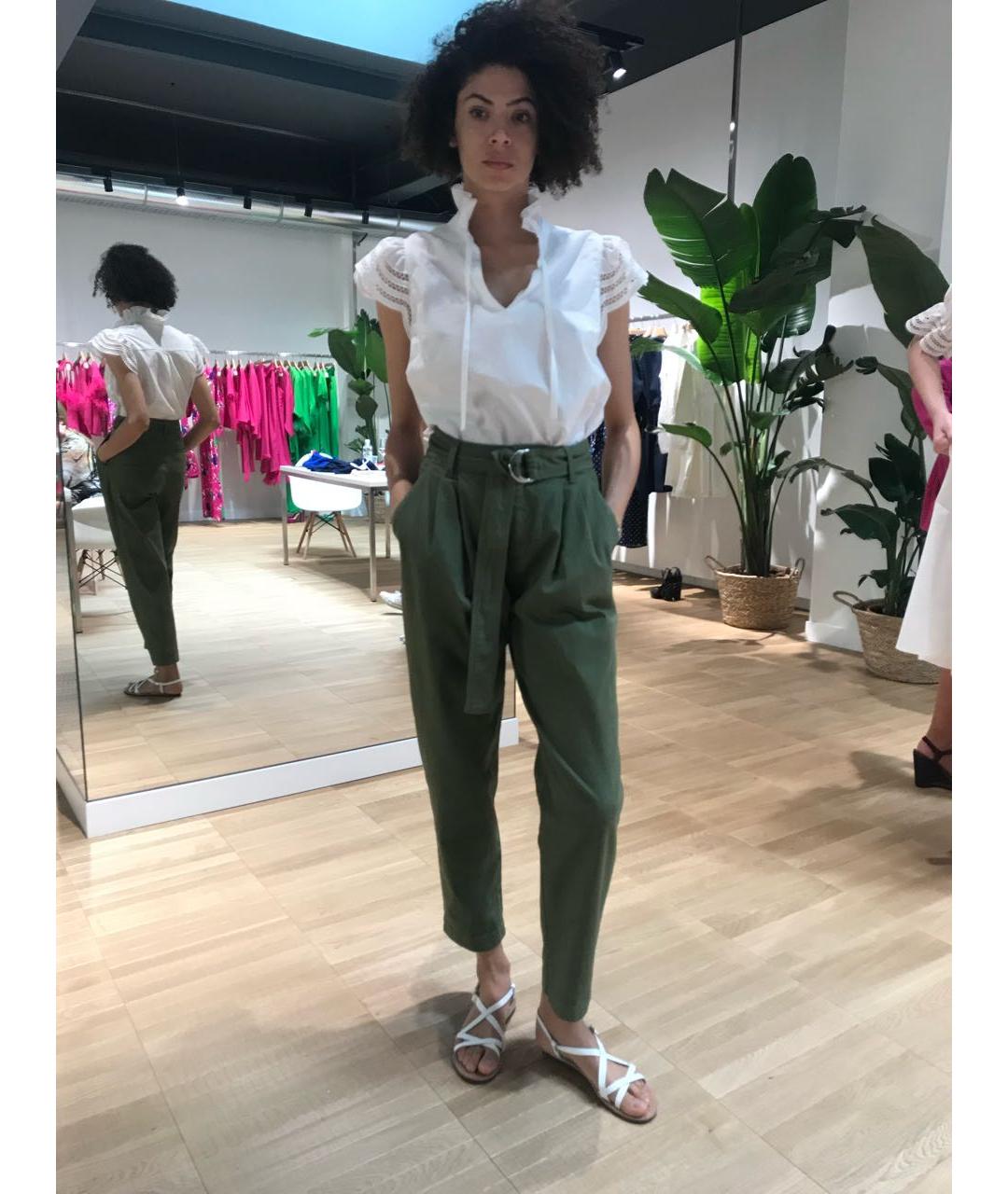 P.A.R.O.S.H. Хаки хлопко-эластановые прямые джинсы, фото 3