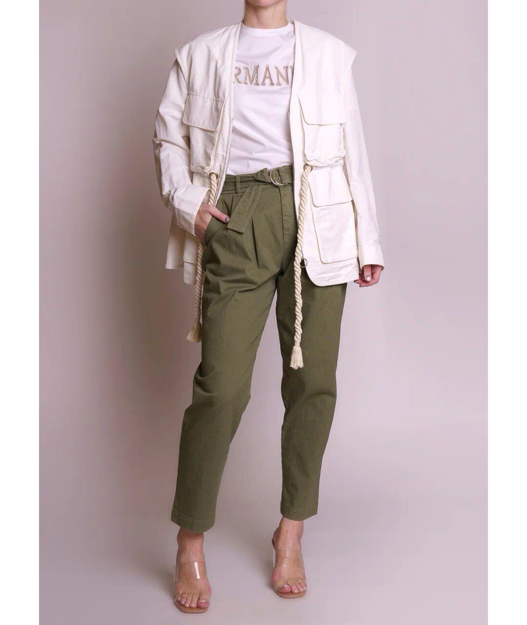 P.A.R.O.S.H. Хаки хлопко-эластановые прямые джинсы, фото 5