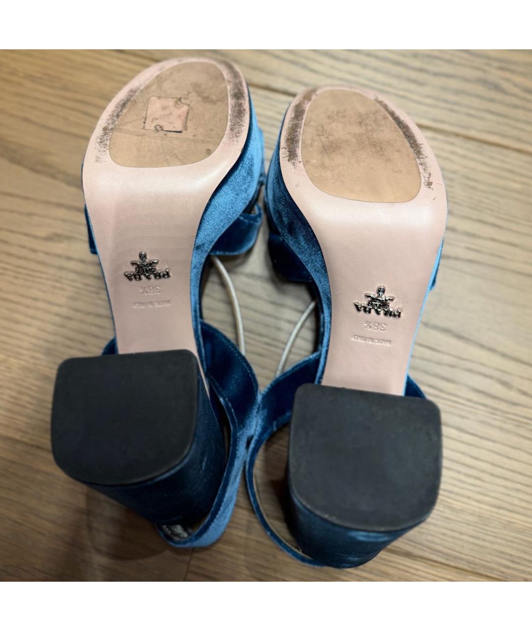 PRADA Голубые бархатные туфли, фото 5