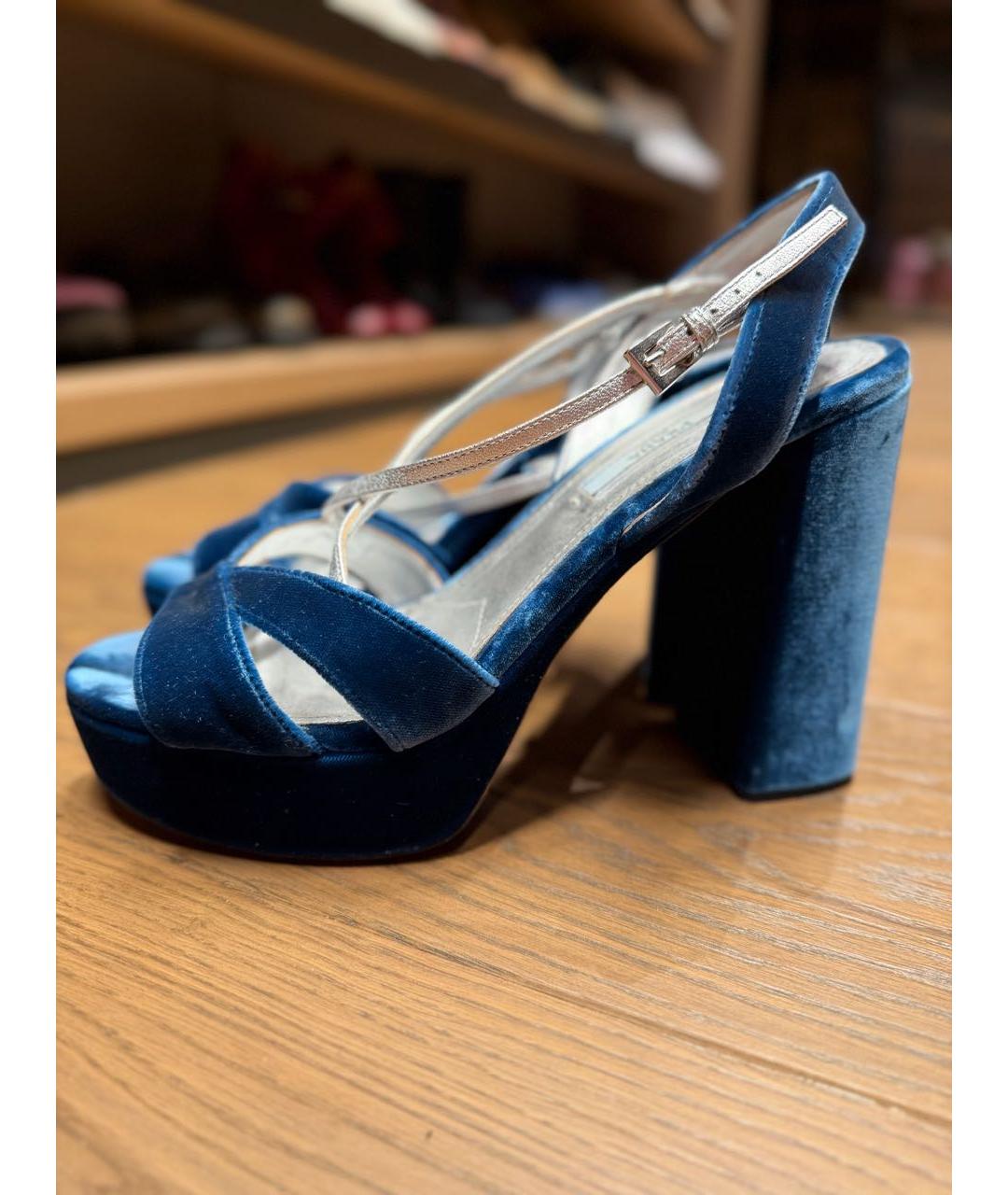 PRADA Голубые бархатные туфли, фото 6