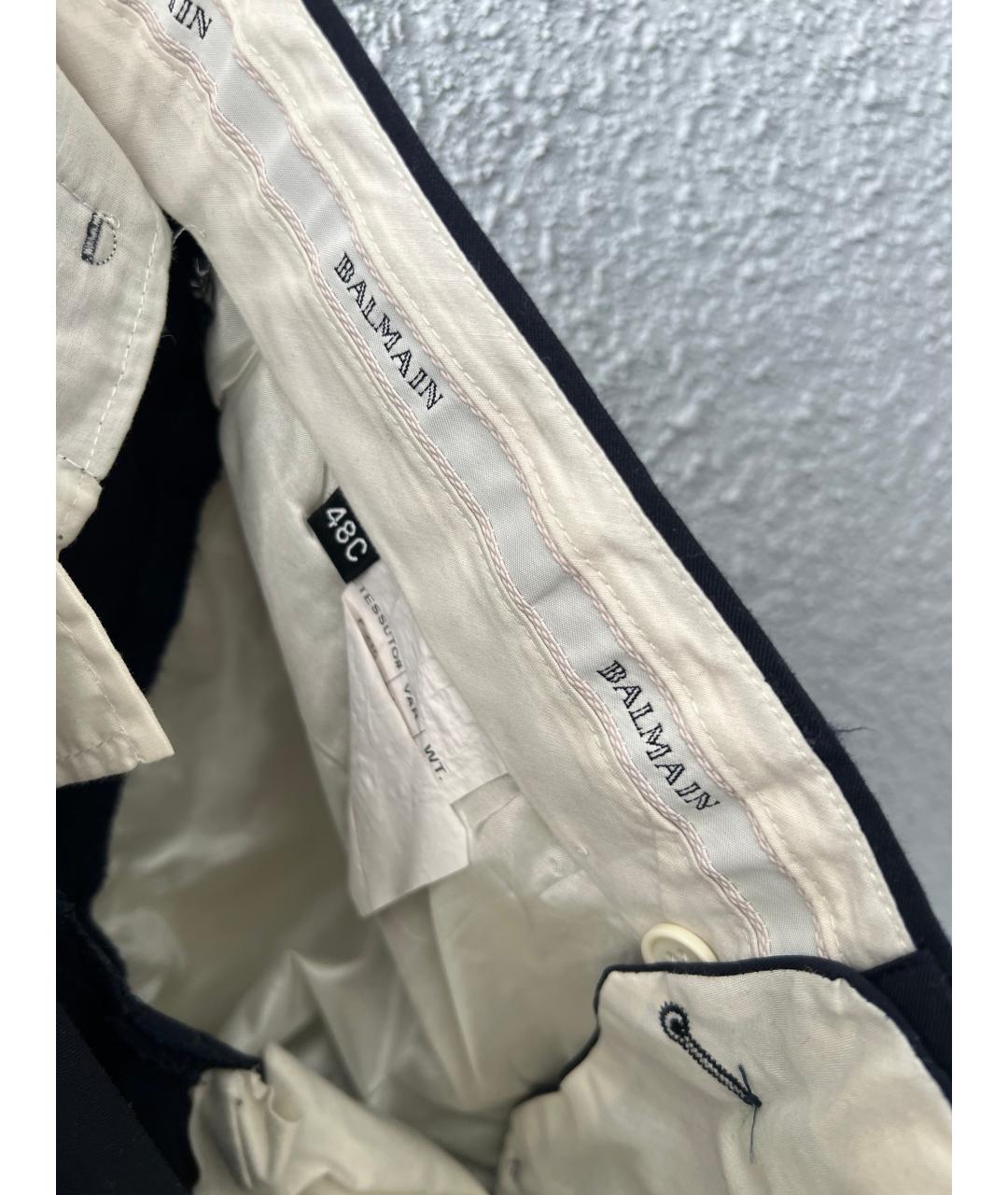 BALMAIN Темно-синие шерстяные классические брюки, фото 3