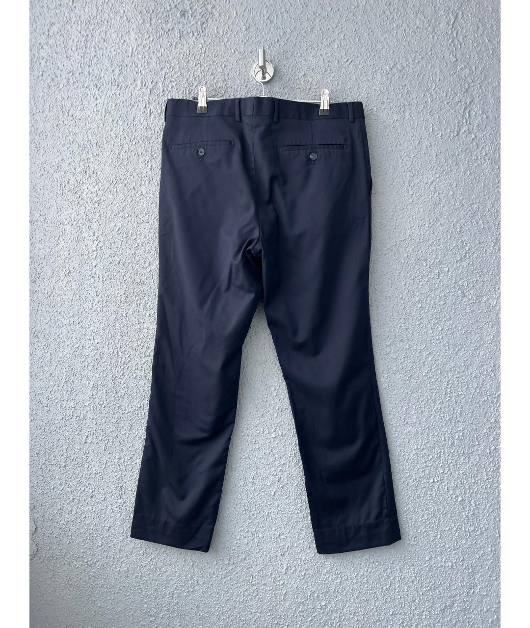 BALMAIN Темно-синие шерстяные классические брюки, фото 2