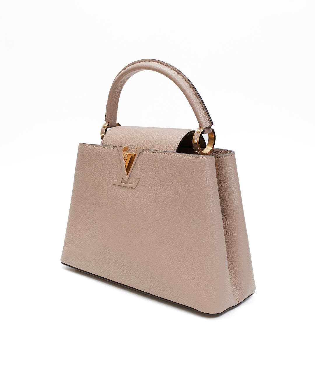 LOUIS VUITTON Бежевая кожаная сумка с короткими ручками, фото 2