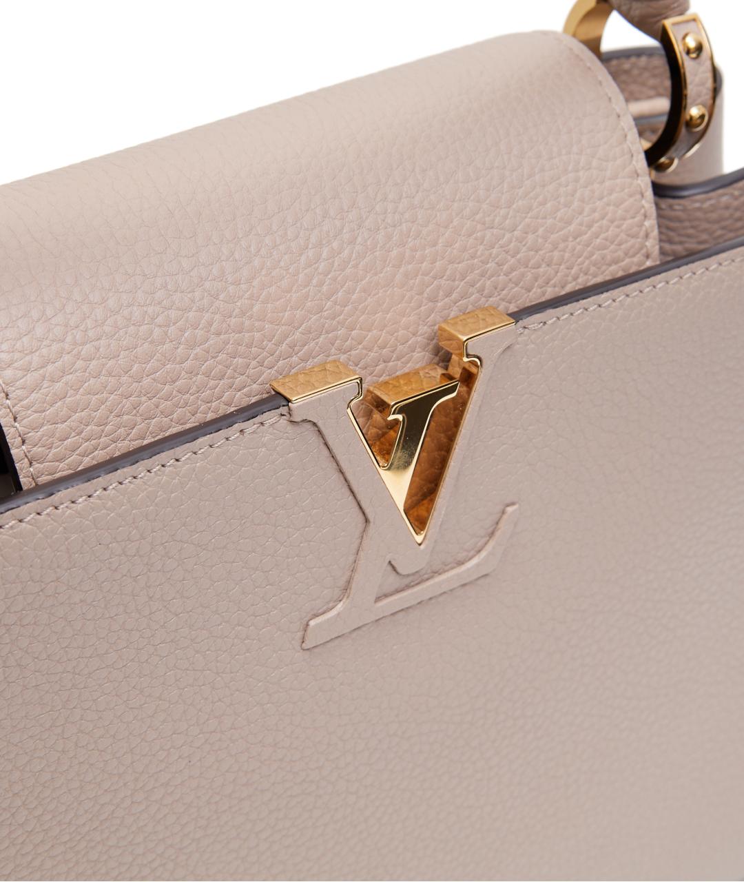 LOUIS VUITTON Бежевая кожаная сумка с короткими ручками, фото 5