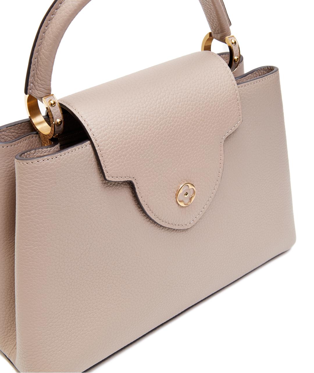 LOUIS VUITTON Бежевая кожаная сумка с короткими ручками, фото 7