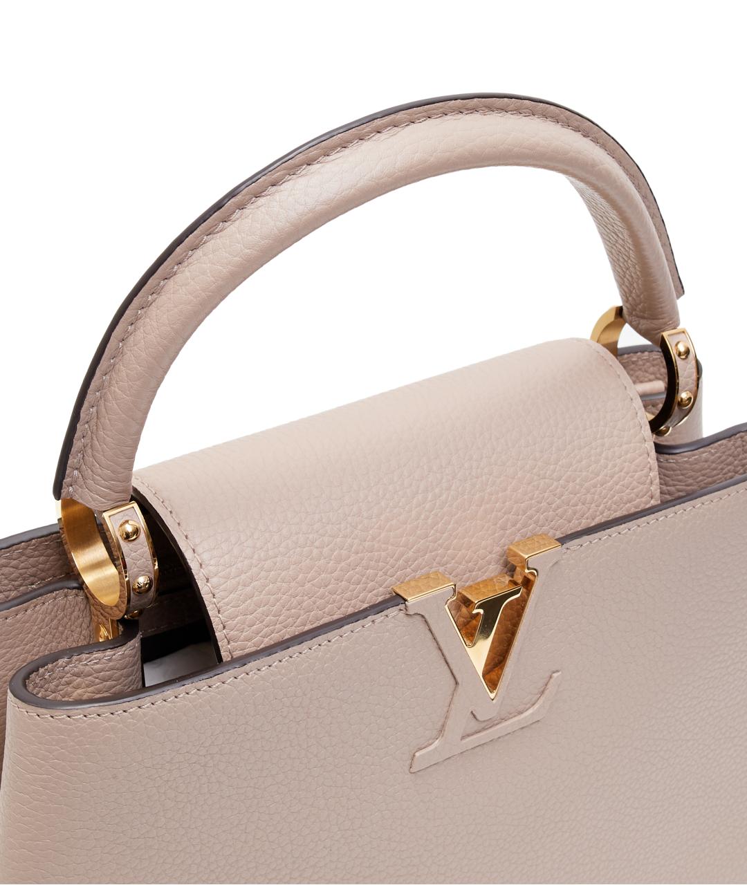 LOUIS VUITTON Бежевая кожаная сумка с короткими ручками, фото 4