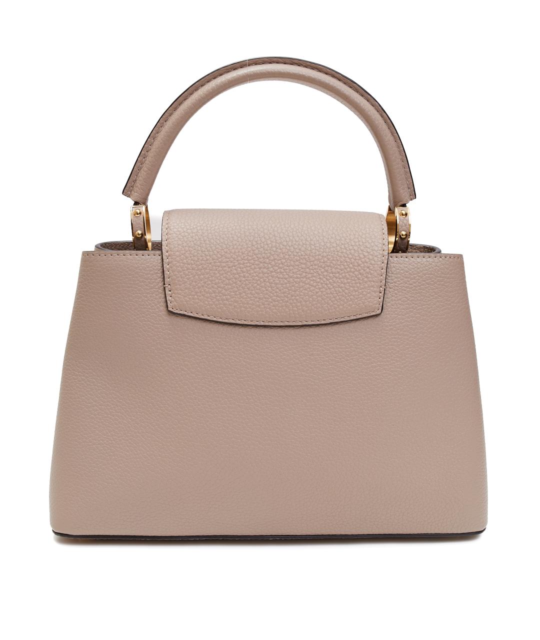 LOUIS VUITTON Бежевая кожаная сумка с короткими ручками, фото 3