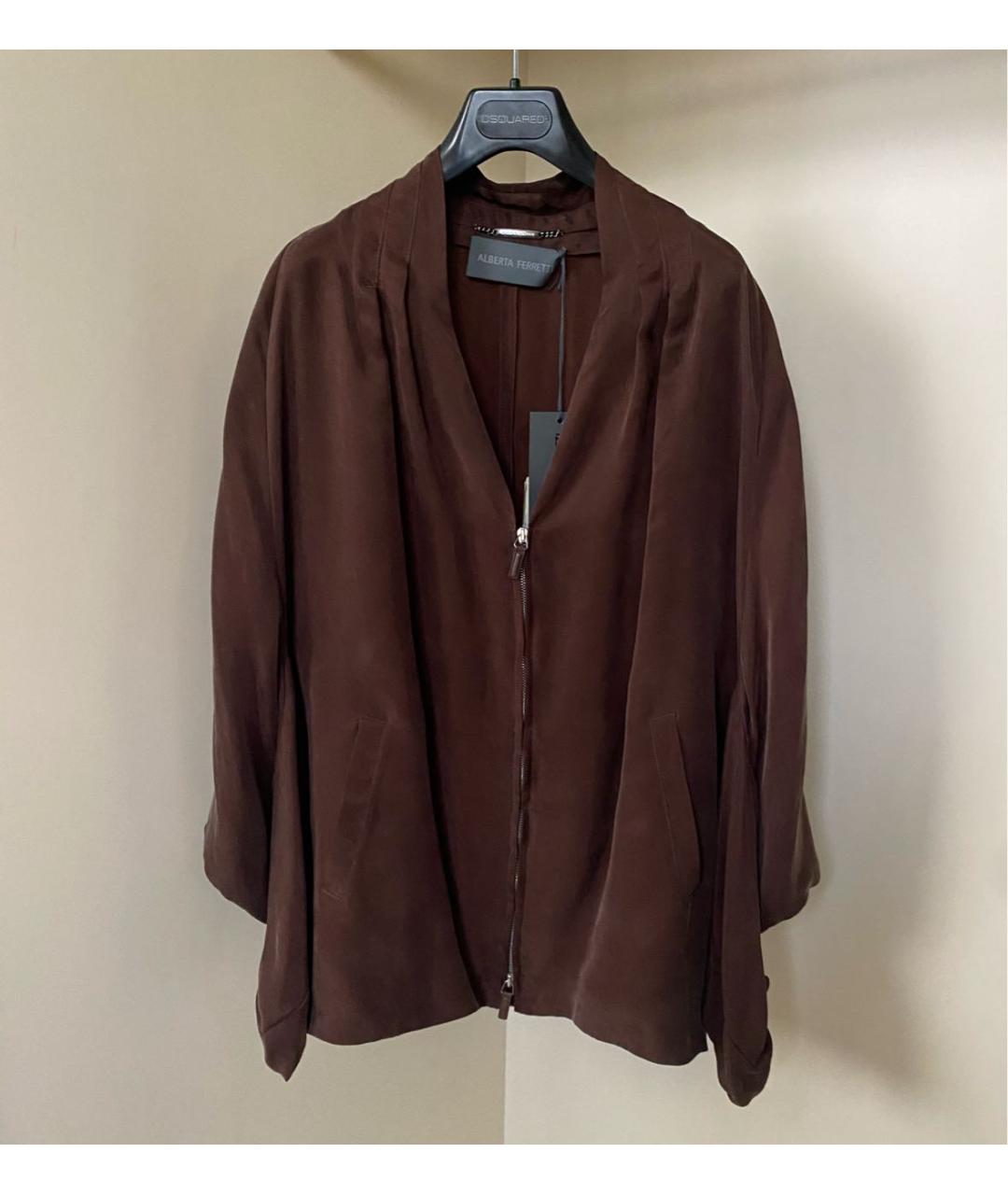 ALBERTA FERRETTI Коричневая вискозная куртка, фото 5